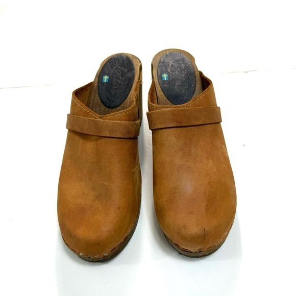 Lottas From Stockholm Swedish Oiled Nubuck Leather Mule Clogs Tan Brown Sz 10.5 - Picture 4 of 15